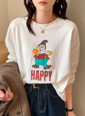 纯棉内搭白色打底衫秋冬季2026早春新款加绒长袖t恤大码女装上衣