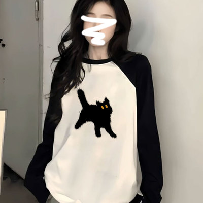 早秋纯棉插肩长袖t恤女2025新款今年流行爆款洋气内搭打底衫上衣