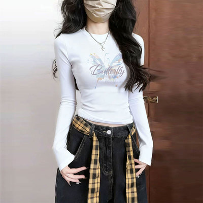 冬季白色修身内搭高级感打底衫女2025新款韩系早秋穿搭漂亮小上衣