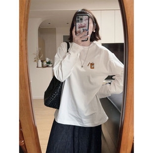 白色长袖t恤女秋冬加绒洋气内搭高级感可外穿打底衫巨好看的上衣