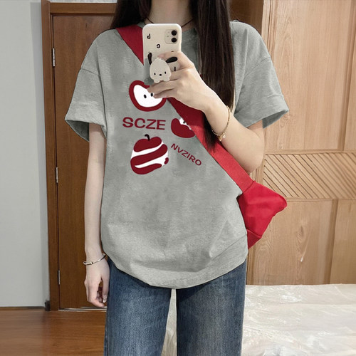 灰色纯棉短袖t恤女2026新款
