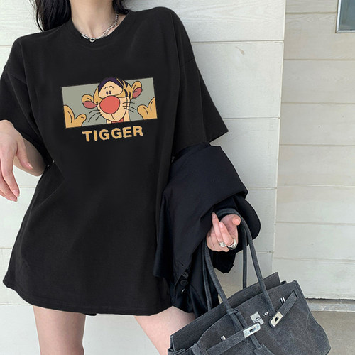 新款春款女装黑色纯棉短袖T恤