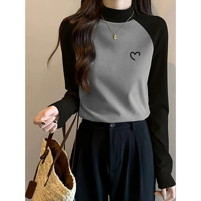 秋冬季德绒内搭高级感可外穿半高领打底衫女2025新款长袖t恤上衣