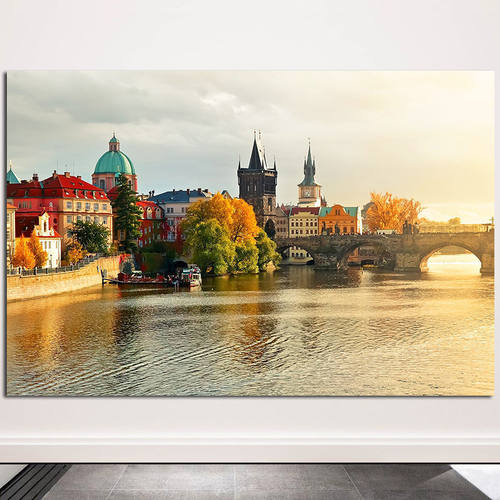 欧洲城市建筑风景画布拉格海报异国风情图客卧室装饰墙贴壁画F211