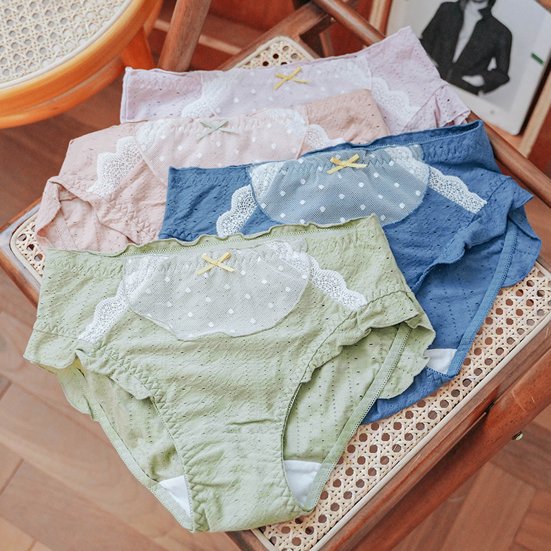 莫兰迪日系甜美风少女纯棉内裤