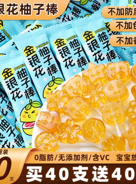 金银花柚子棒棒糖水果味糖果硬糖0脂0添加剂学生儿童解馋小零食品