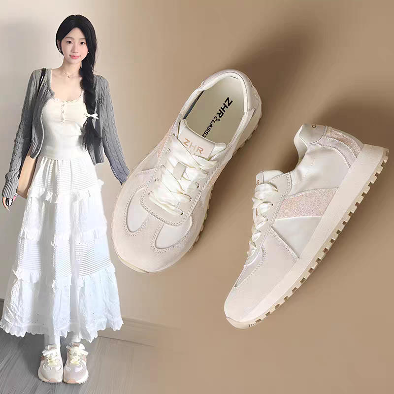 ZHR浅口芭蕾德训鞋女2025秋季新款平底透气百搭运动休闲鞋ins女