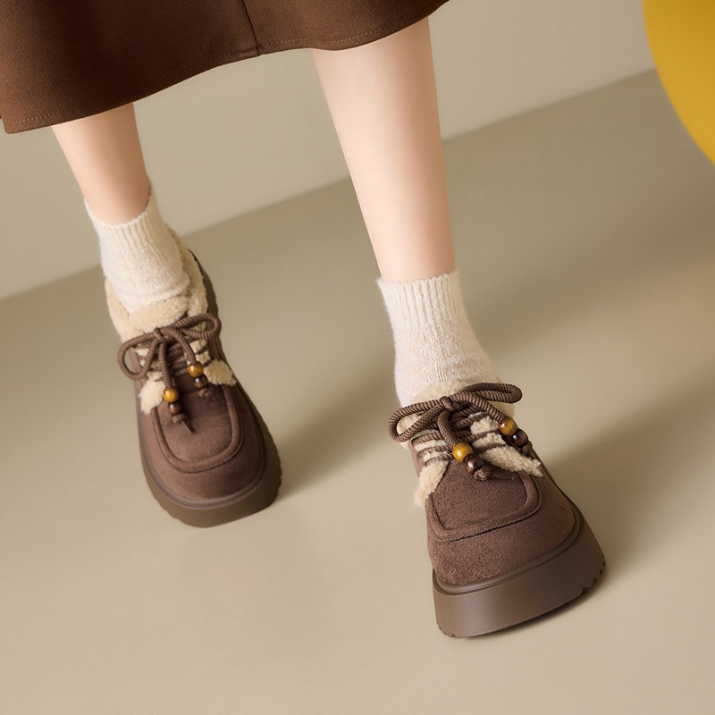 ZHR则则羊京绒防寒英伦棉鞋女2025冬季新款加绒超软勃肯鞋ins棉鞋