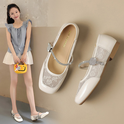 ZHR则则新中式印花玛丽珍单鞋透气2025夏季新款百搭平底浅口女鞋