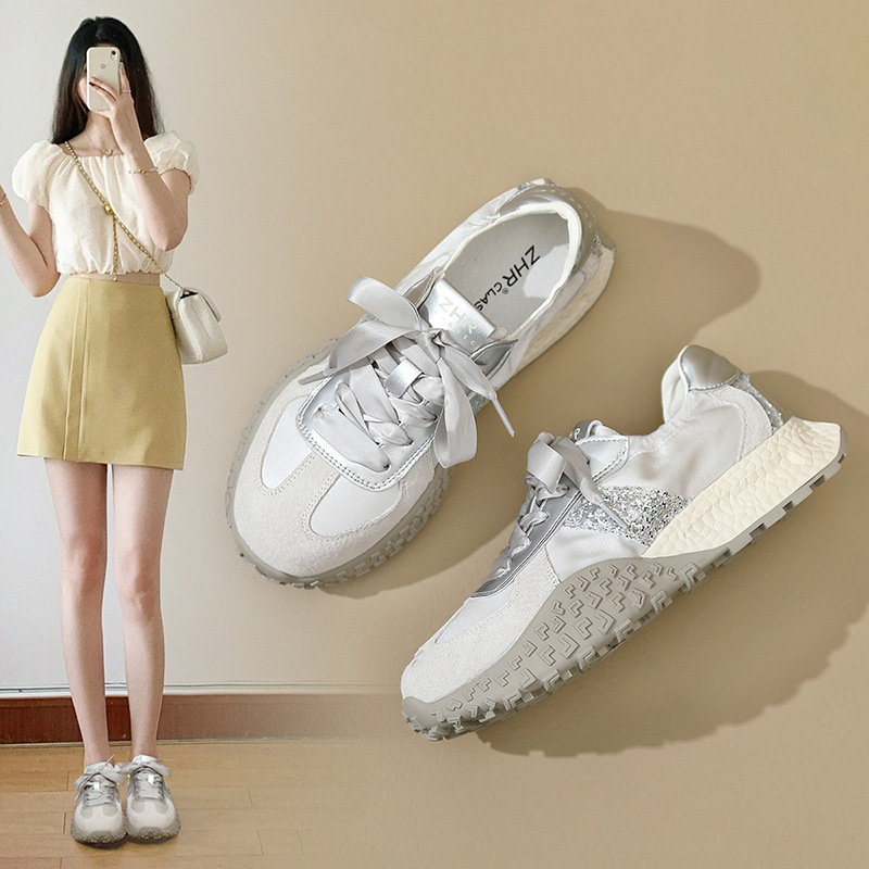 ZHR则则厚底德训鞋女2025新款百搭防滑软底休闲运动鞋轻便女鞋