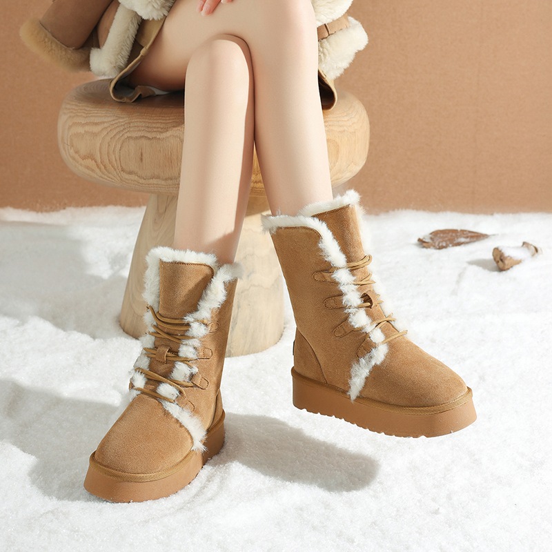 ZHR两穿加绒加厚雪地靴女2025冬新款毛毛厚底超软长款保暖靴子女