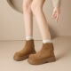 ZHR则则复古厚底增高加绒短靴2025冬季 百搭女靴子通勤美拉德 新款