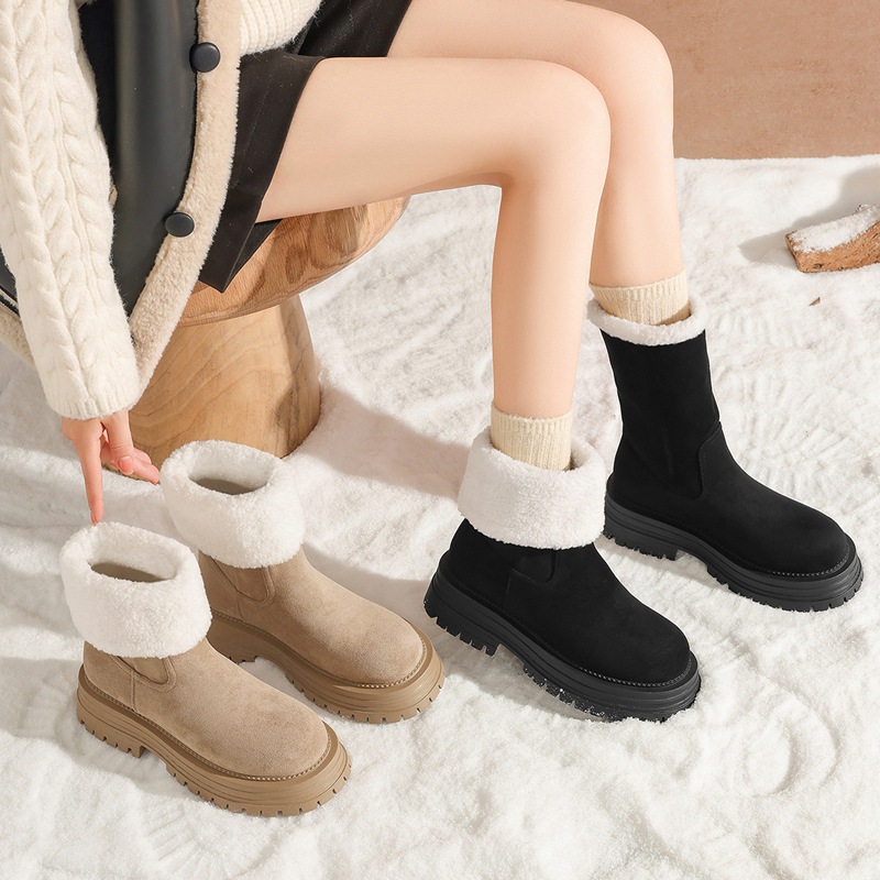 ZHR则则长筒加绒雪地靴保暖两穿棉鞋女2025冬季新款时尚防滑靴子