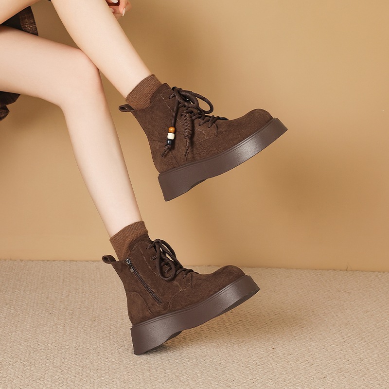 ZHR真皮复古流苏马丁靴2025新款保暖英伦小短靴气质百搭短筒女靴