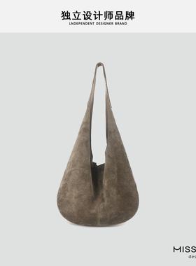 小众复古磨砂水桶包女简约通勤大容量腋下包单肩包慵懒风托特包