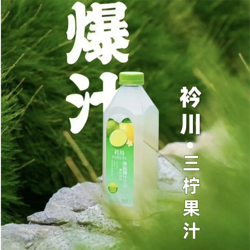 6月产衿川海盐爆汁三柠水果汁饮料1L瓶装香水柠檬夏解腻饮品整箱