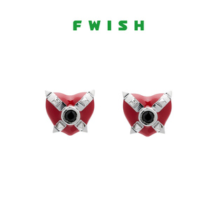 520情人节新款 彩色珐琅捆绑爱心耳钉 情侣 神奇动物 FWISH飞未夕