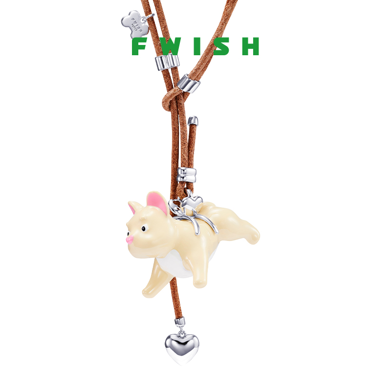 FWISH飞未夕 PAWty系列 法斗爱心双层皮绳项链男女情侣礼物
