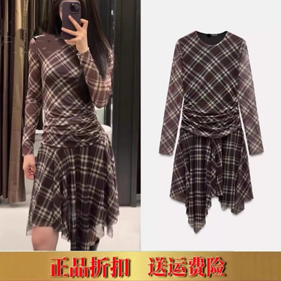 2025女装春季新品格子褶