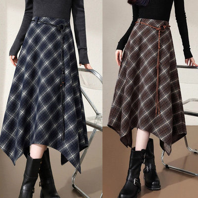 毛呢半身裙女秋冬新款高