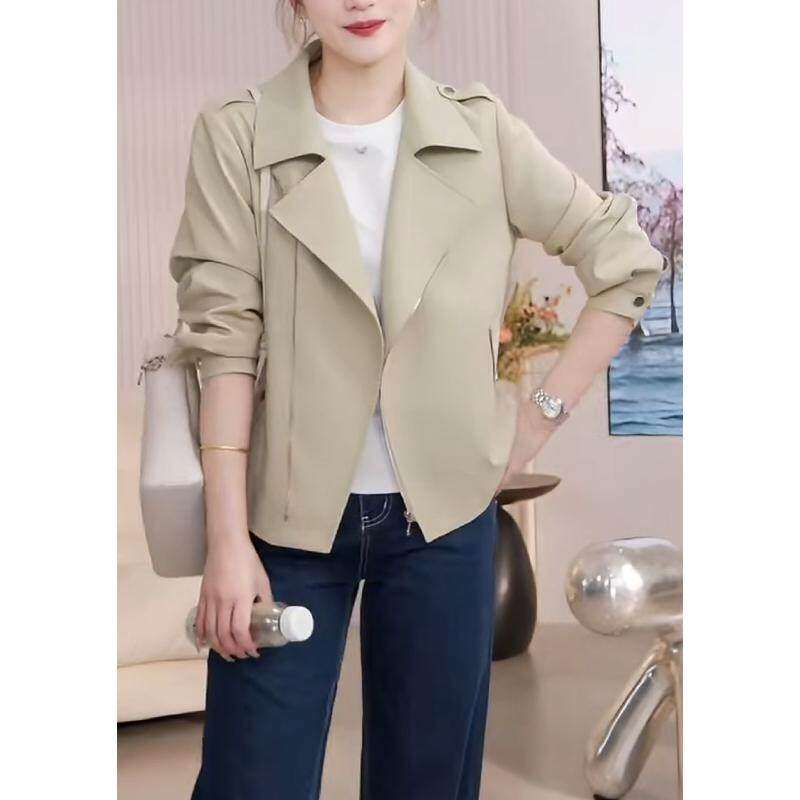 休闲翻领夹克外套女2025春秋季新款气质百搭高端短风衣外套上衣女