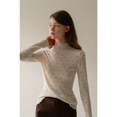 EGGKA韩系波点高领木耳边