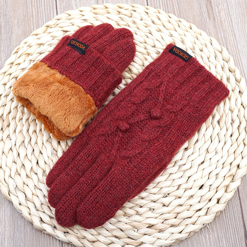 歌诺达GENODA女士冬季加厚加绒保暖羊毛手套触屏双层针织毛线骑行,服饰配件/皮带/帽子/围巾,手套,淘宝优惠券,粉丝福利购,淘宝优惠卷