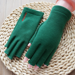 GENODA歌诺达 秋冬季女士半指加绒保暖触屏手套学生写字开车加厚