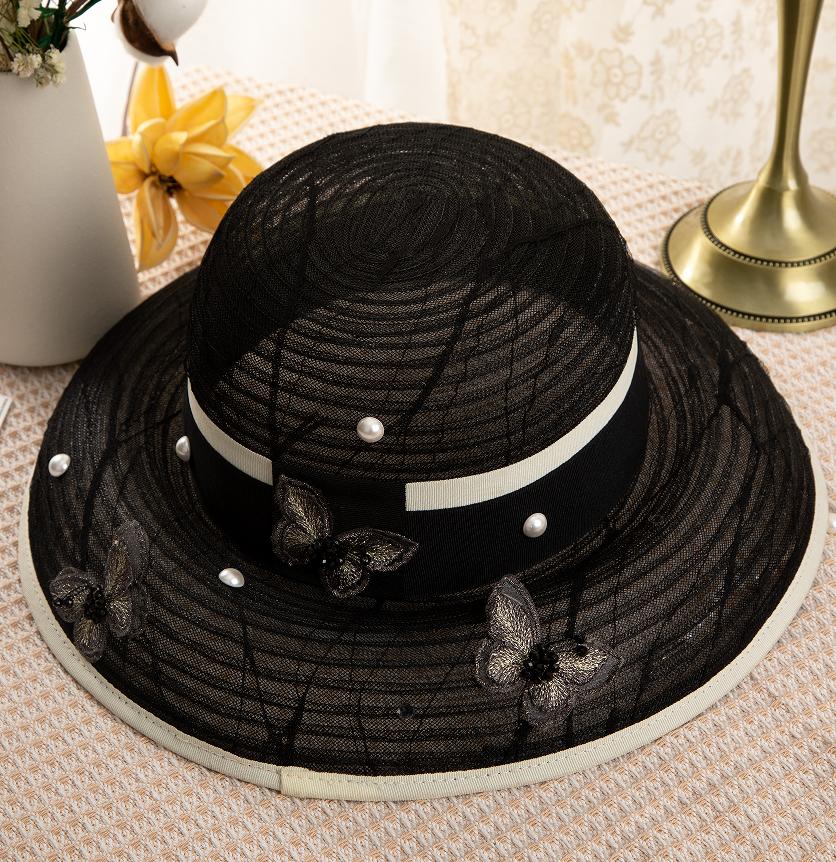 澳之冠轻透蕾丝蝴蝶檐帽时尚百搭优雅防晒遮阳帽