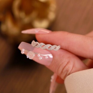 s999纯银足银编织麻花戒指女ins潮时尚个性食指戒网红简约开口戒