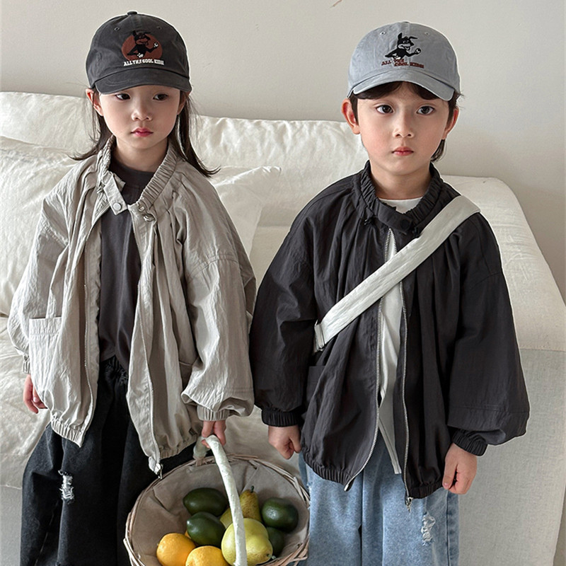 净色夹克外套男女宽松拉链蝙蝠衫