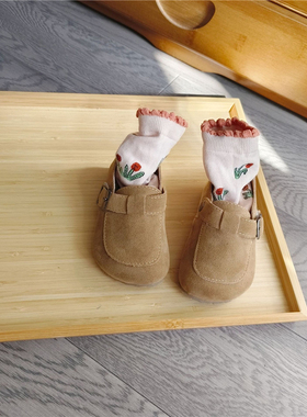 Milo7c-自制 韩国秋冬儿童板鞋男童反面绒皮木糠鞋女童boken单鞋