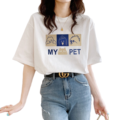 纯棉短袖t恤女夏季宽松设计感