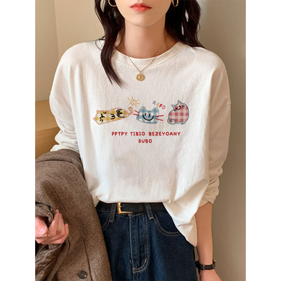 白色内搭纯棉长袖t恤女2025新款