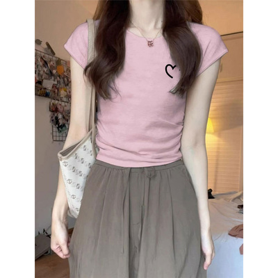 纯棉粉色绝美漂亮女式短袖t恤