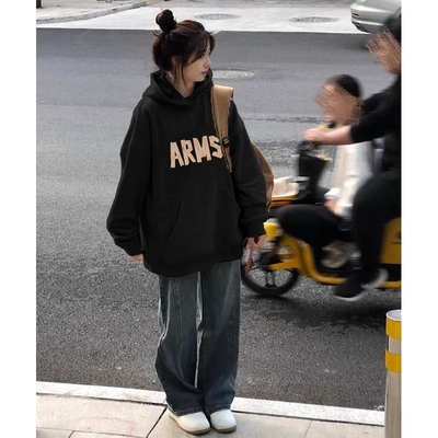 黑色欧货重磅女士卫衣2025新款