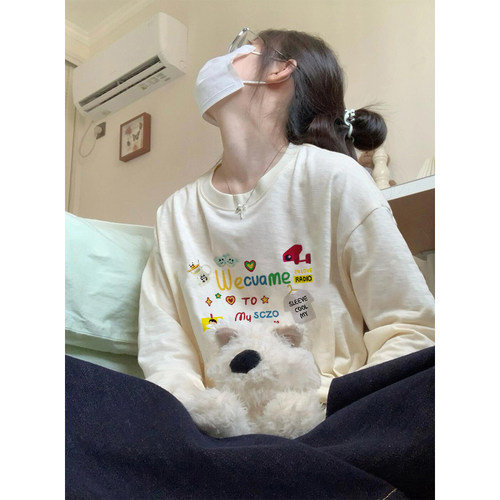 纯棉长袖t恤女内搭打底衫早秋