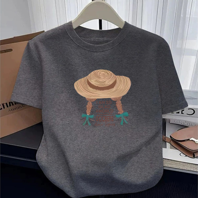 灰色高级感纯棉短袖t恤2025爆款