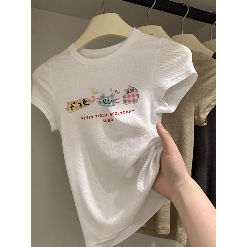 白色正肩纯棉短袖t恤女正肩早春