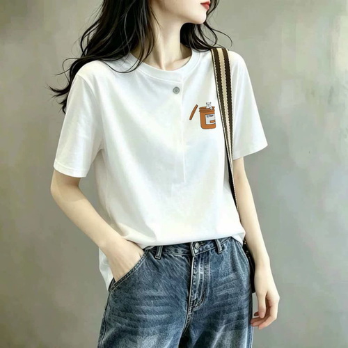 夏季韩系ins设计感短袖t恤女2026新款白色纽扣气质巨好看穿搭上衣