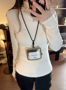 20266超火欧货早春新款白色立领德绒内搭打底衫女保暖长袖t恤上衣