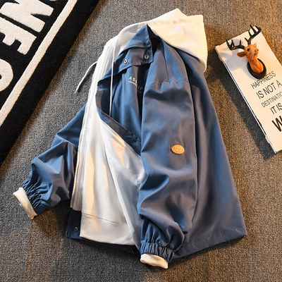 假两件冲锋衣外套男款工装夹克衫