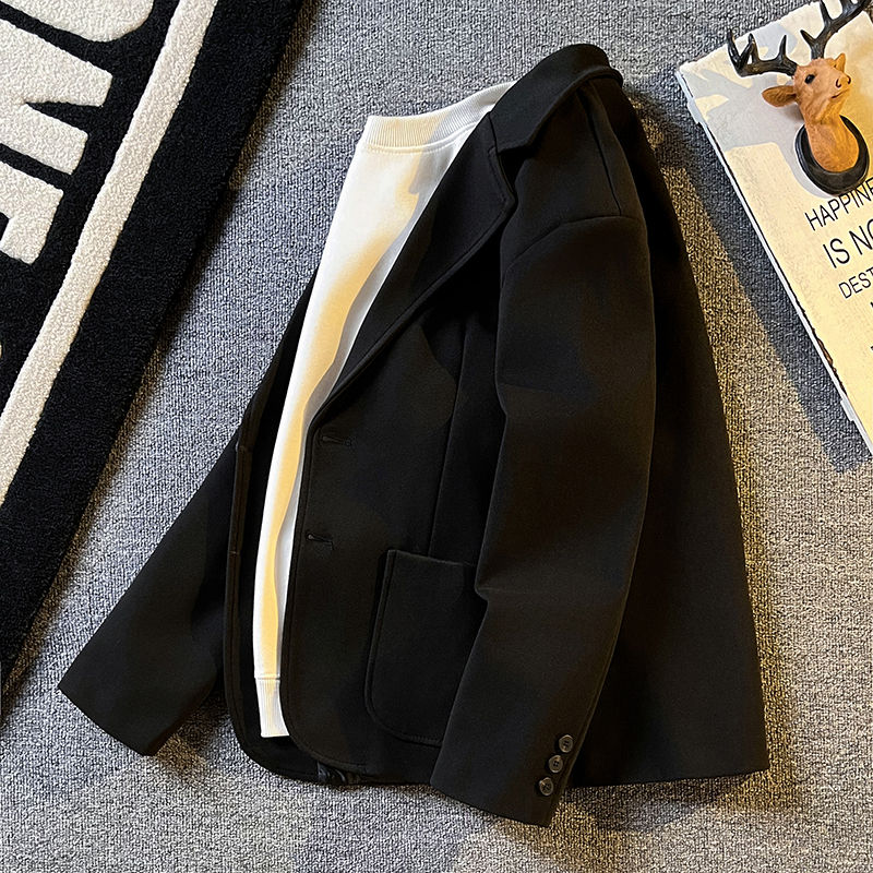 毛呢子西装外套男士厚款休闲西服