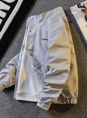 美式潮牌满印字母棒球服男款夹克