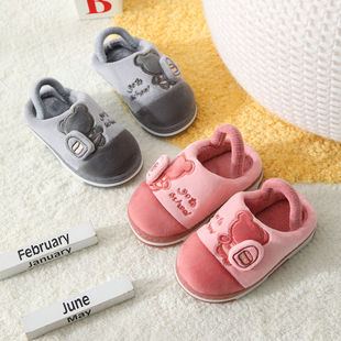 婴幼儿童棉拖鞋男孩冬季居家室内防滑厚底宝宝棉拖鞋女小1-3-6岁2