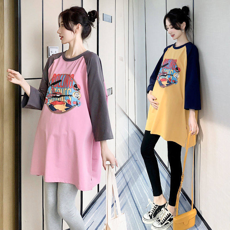 孕妇春夏装套装时尚新款宽松孕妇装大码上衣女春秋款网红T恤潮妈