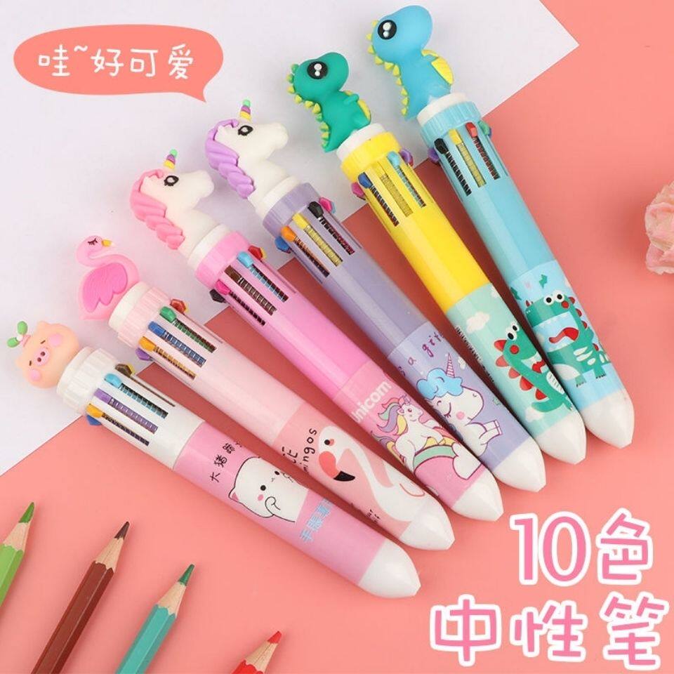 圆珠笔韩版可爱初中生10色笔小学生卡通手帐黑色记号笔出厂价