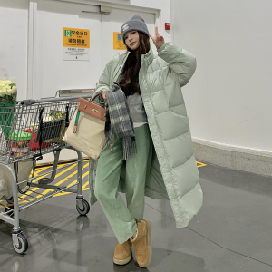 韩版保暖防风立领长款羽绒服女2025冬季新款显瘦加厚白鸭绒面包服图片