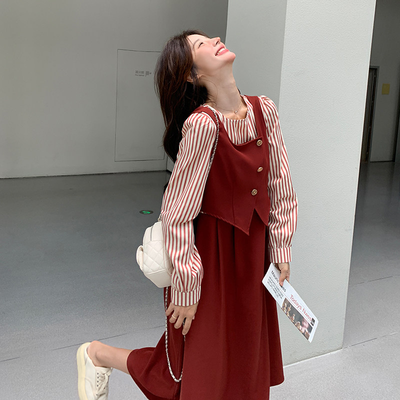 2024秋款新款假三件套连衣裙P155K218,女装连衣裙,浙宝220A