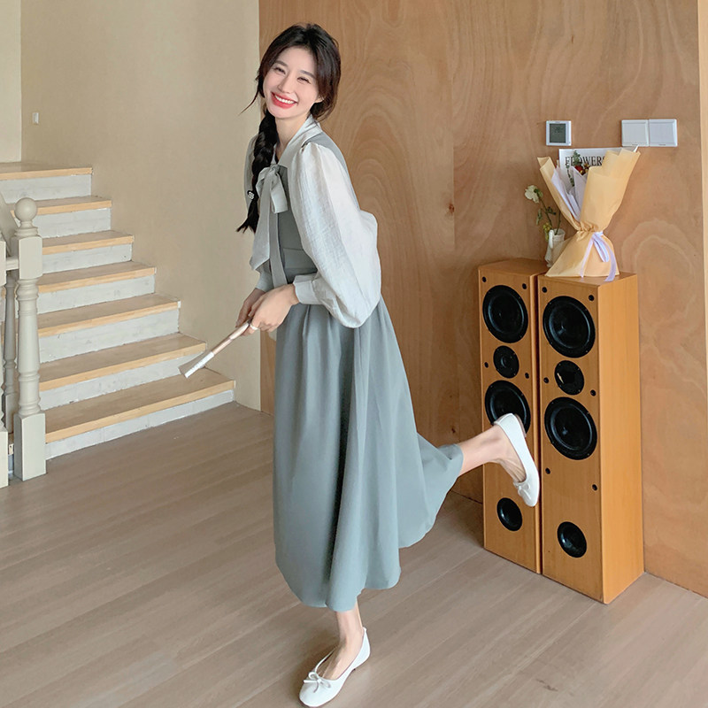 款号1082秋款假三件套连衣裙新款温柔甜美P145K199,女装连衣裙,浙宝220A